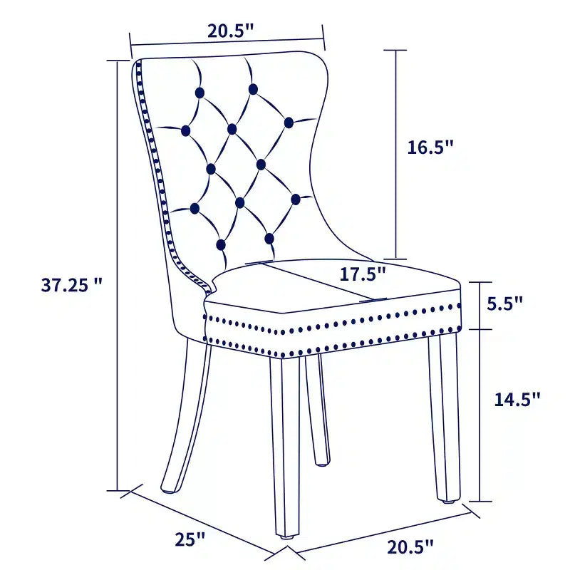Ensemble de 2 chaises de salle à manger d'intérieur cloutées en cuir avec ancrage, chaises modernes du milieu du siècle pour la maison