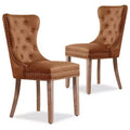 Ensemble de 2 chaises de salle à manger d'intérieur cloutées en cuir avec ancrage, chaises modernes du milieu du siècle pour la maison