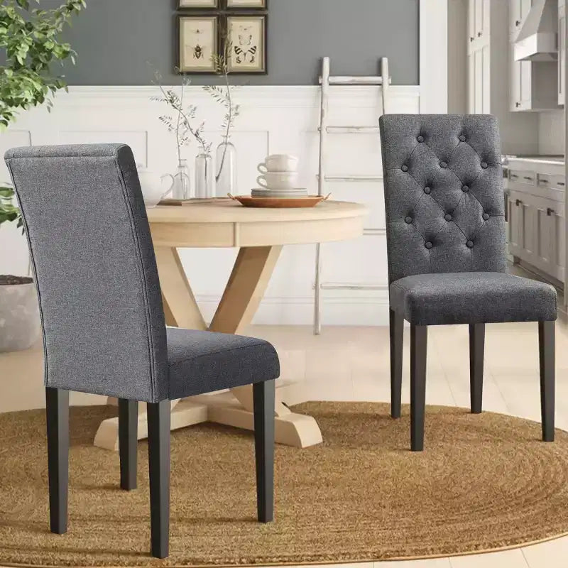 Chaise de salle à manger capitonnée en lin, lot de 2