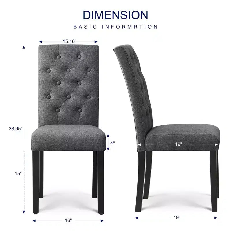 Chaise de salle à manger capitonnée en lin, lot de 2