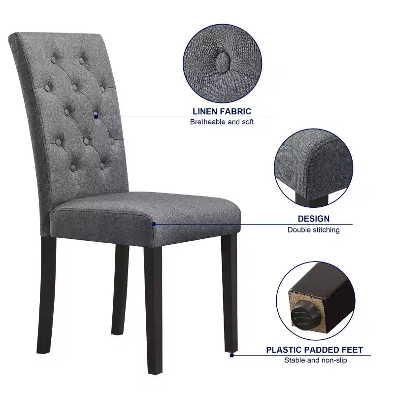 Chaise de salle à manger capitonnée en lin, lot de 2