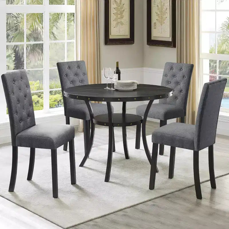 Chaise de salle à manger capitonnée en lin, lot de 2