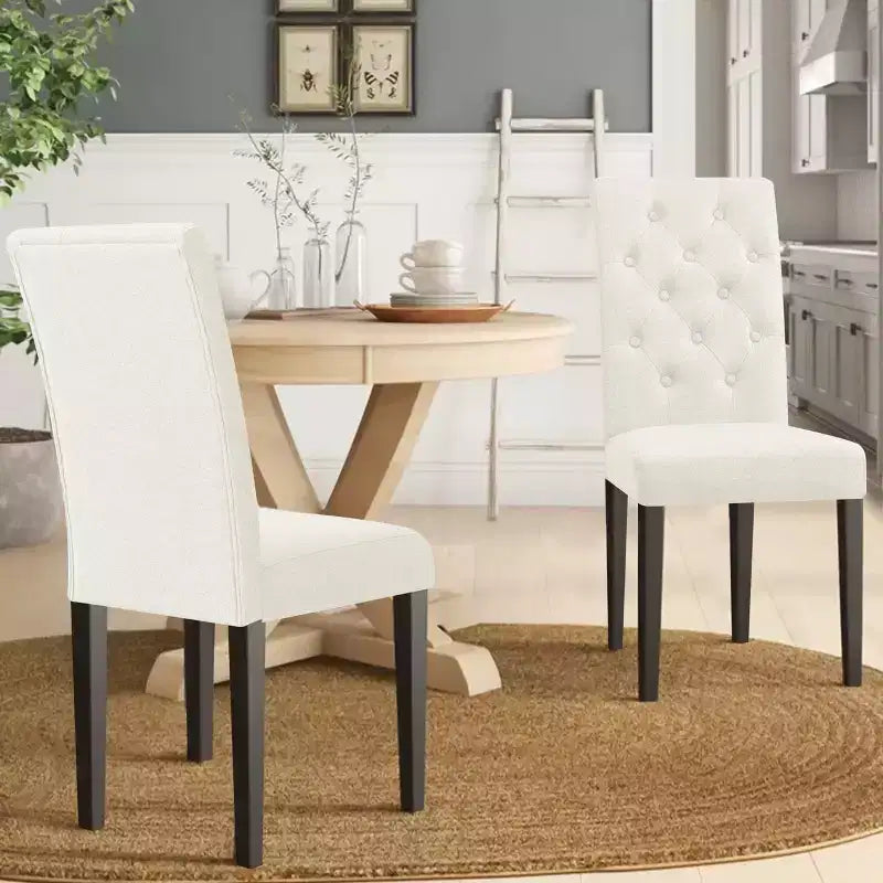 Chaise de salle à manger capitonnée en lin, lot de 2