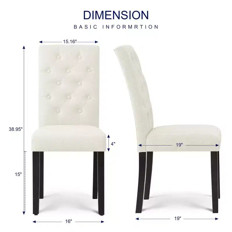 Chaise de salle à manger capitonnée en lin, lot de 2