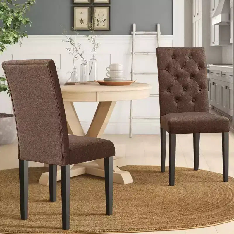 Chaise de salle à manger capitonnée en lin, lot de 2