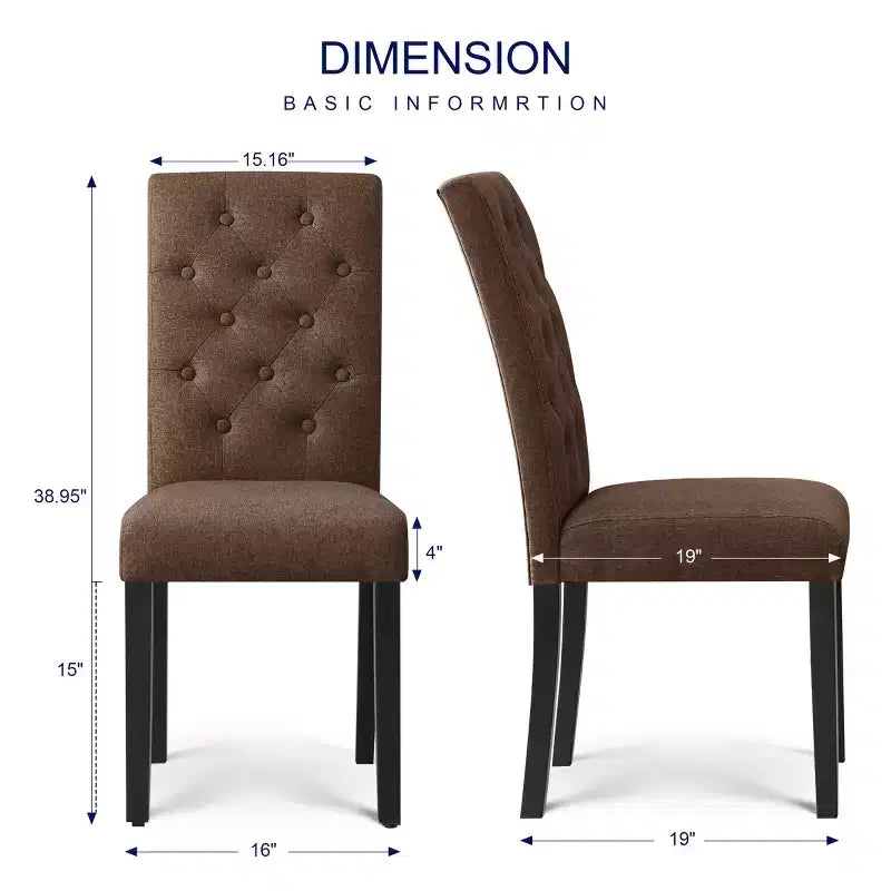 Chaise de salle à manger capitonnée en lin, lot de 2