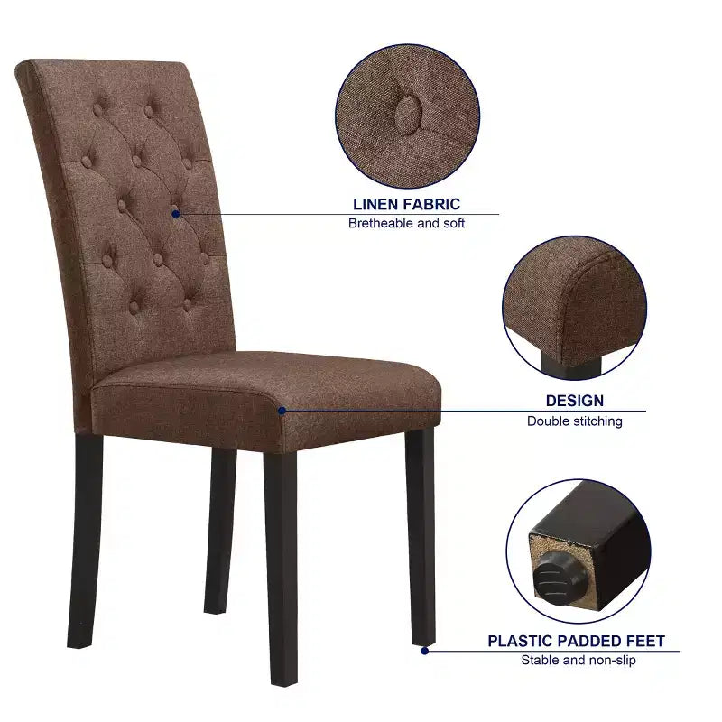 Chaise de salle à manger capitonnée en lin, lot de 2