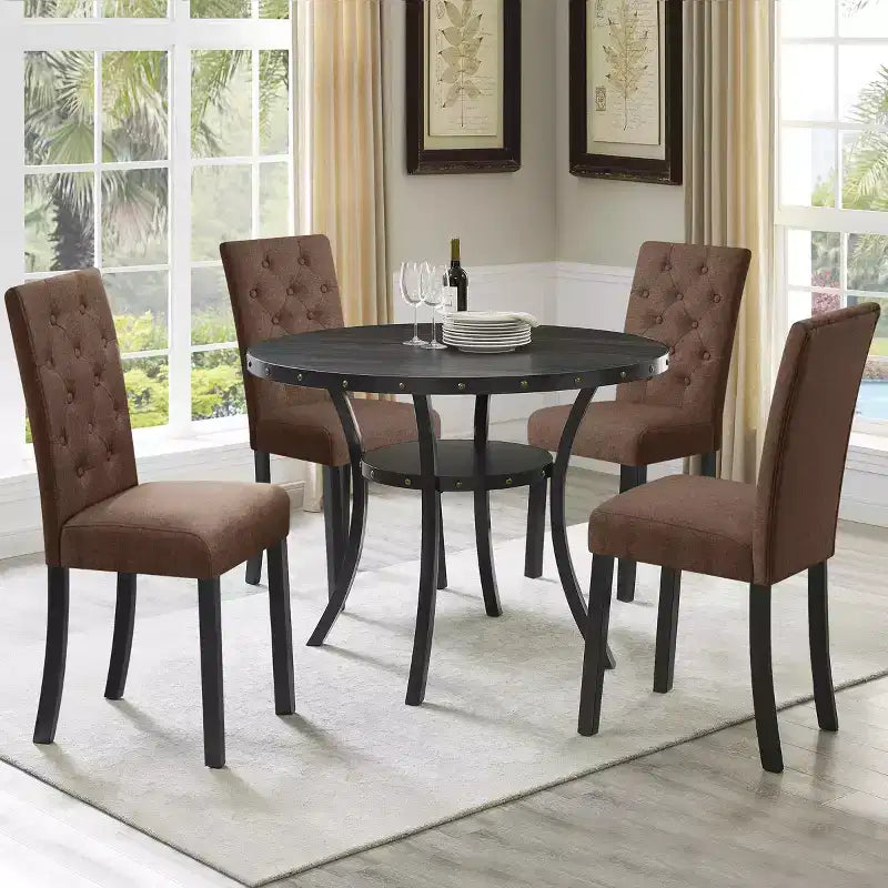 Chaise de salle à manger capitonnée en lin, lot de 2