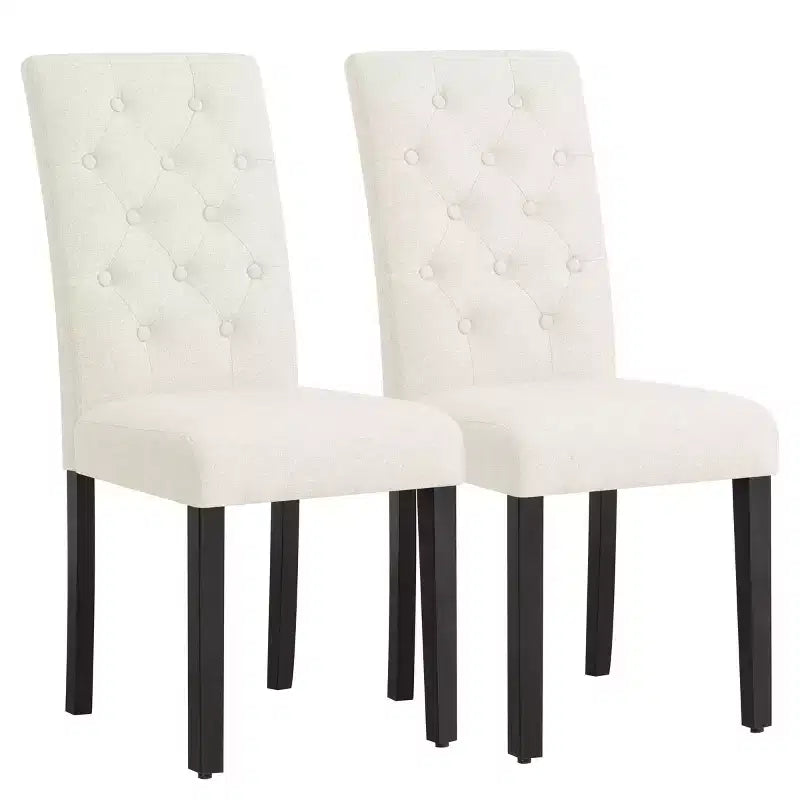 Chaise de salle à manger capitonnée en lin, lot de 2