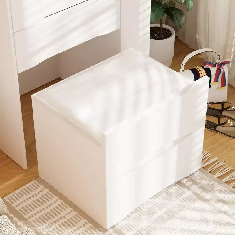 Coiffeuse blanche pliable avec rangements intégrés Compartiments coulissants latéraux
