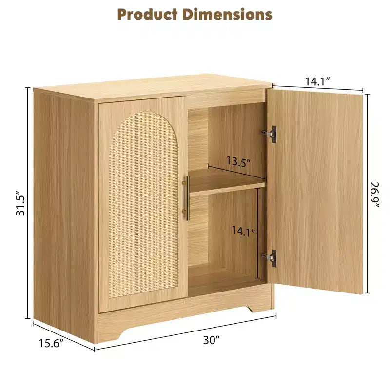 Bahut de rangement en rotin avec étagères, commode moderne pour salle à manger, salon, entrée ou cuisine