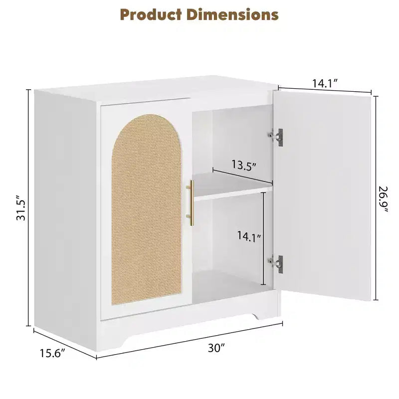 Bahut de rangement en rotin avec étagères, commode moderne pour salle à manger, salon, entrée ou cuisine