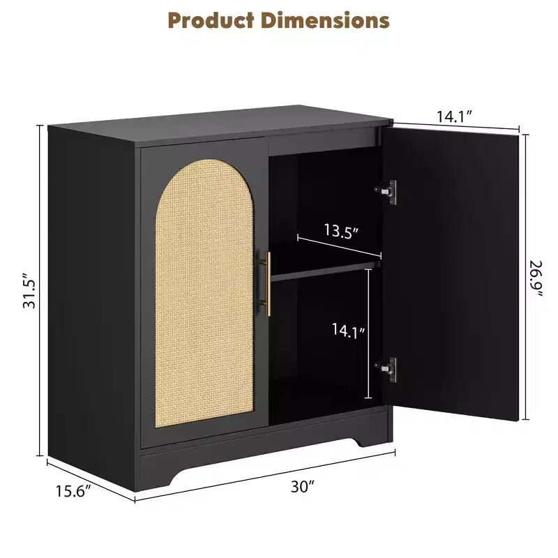 Bahut de rangement en rotin avec étagères, commode moderne pour salle à manger, salon, entrée ou cuisine