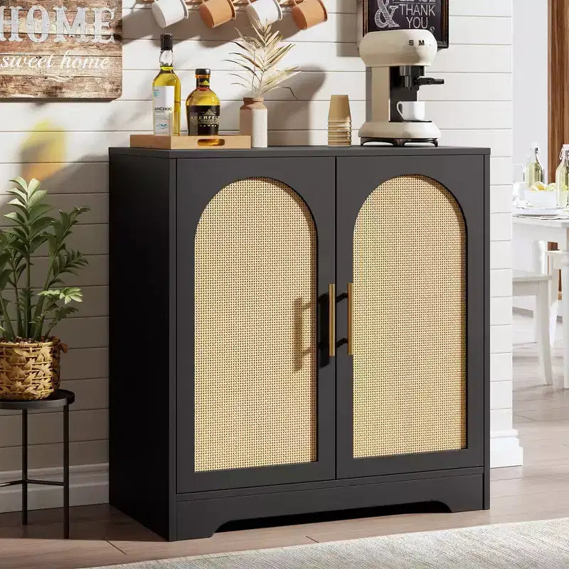 Bahut de rangement en rotin avec étagères, commode moderne pour salle à manger, salon, entrée ou cuisine
