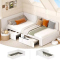Lit de repos double avec tiroirs de rangement, cadre de lit d'angle en velours avec tête de lit, lit moderne pour enfants avec barrières de lit pour salon, chambre
