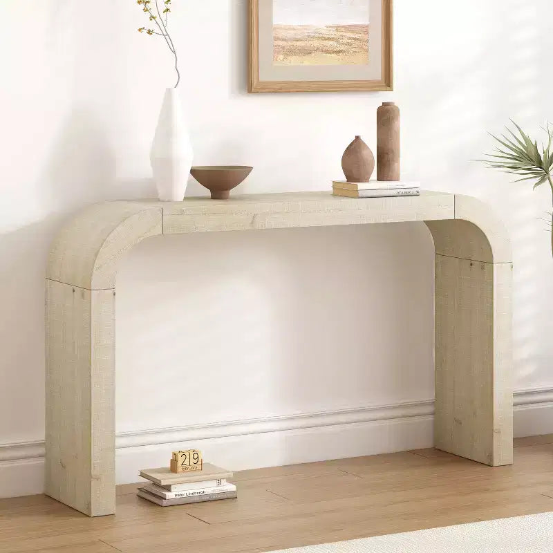 Console moderne, table d'entrée fine aux lignes courbes épurées, table d'appoint de canapé étroite et robuste pour couloir, salon, entrée