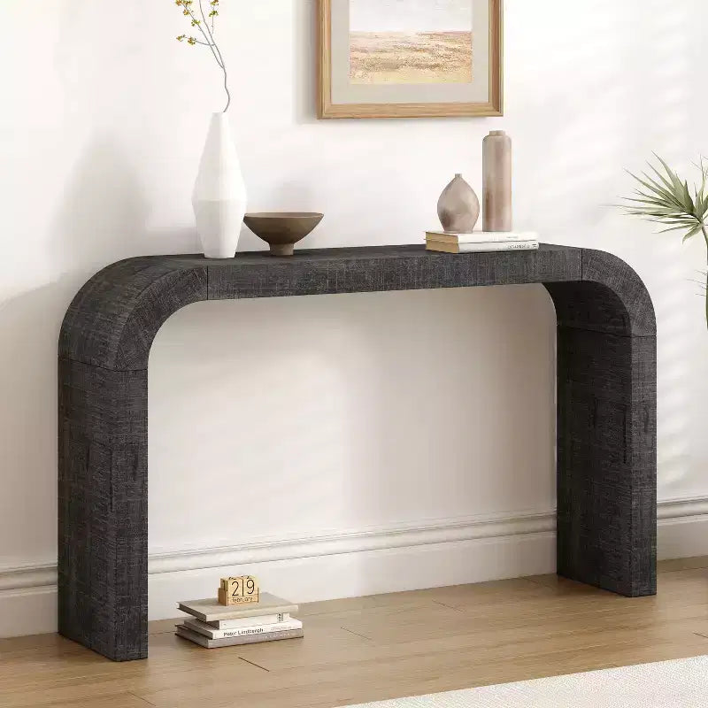 Console moderne, table d'entrée fine aux lignes courbes épurées, table d'appoint de canapé étroite et robuste pour couloir, salon, entrée