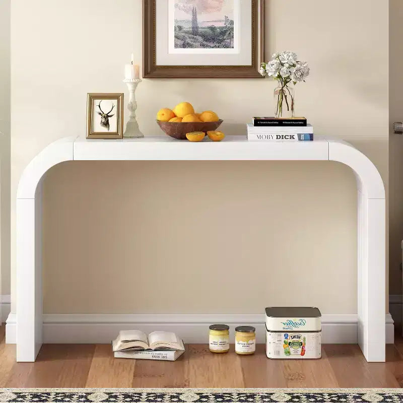 Console moderne, table d'entrée fine aux lignes courbes épurées, table d'appoint de canapé étroite et robuste pour couloir, salon, entrée