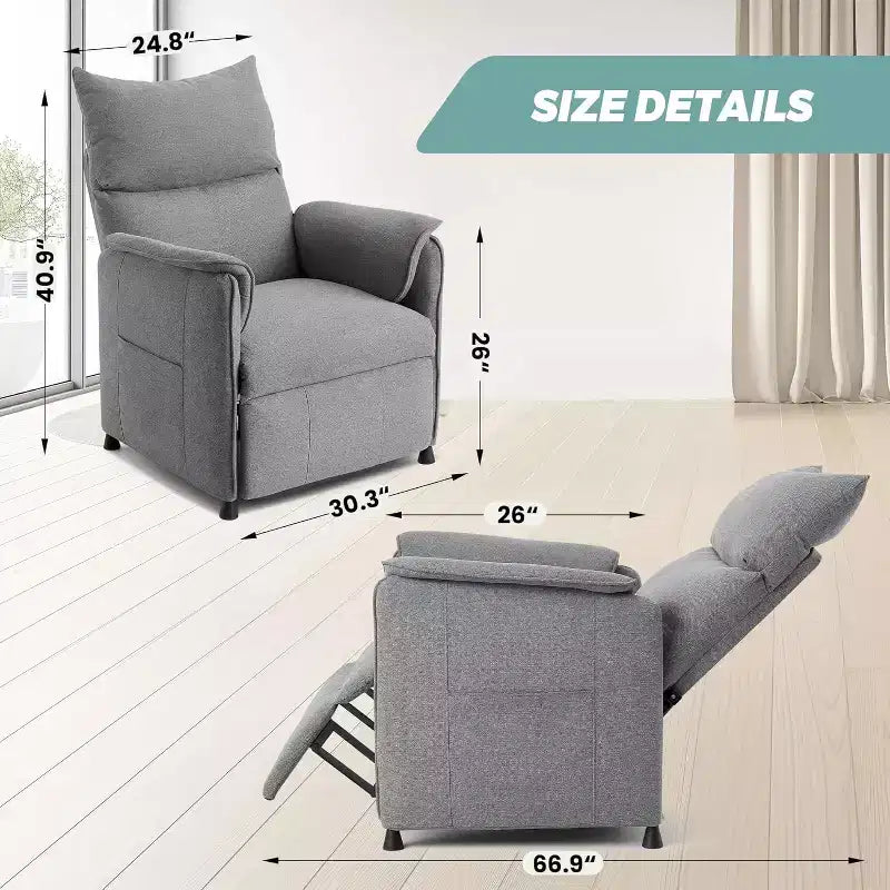 Fauteuil inclinable avec massage et chauffage, fauteuil inclinable simple réglable avec télécommande, siège de cinéma maison et fauteuil pour salon, gris