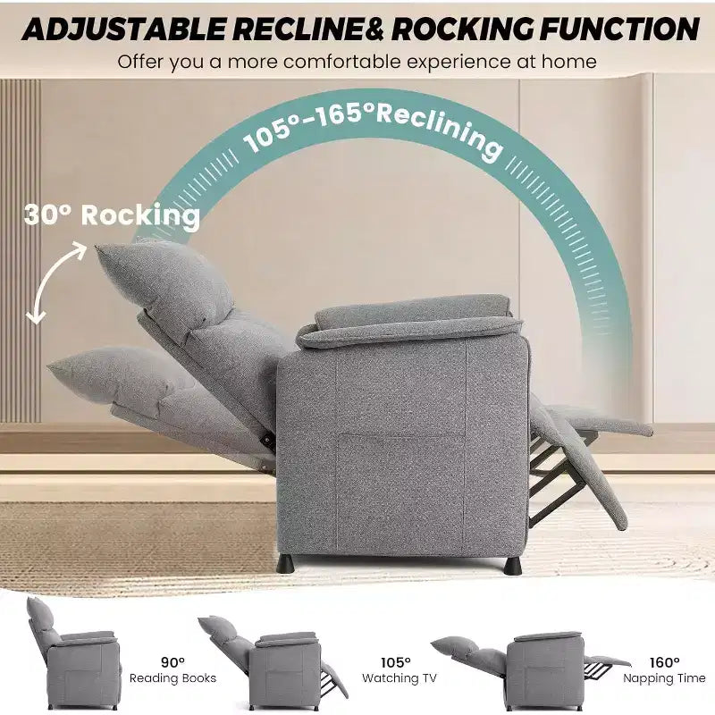 Fauteuil inclinable avec massage et chauffage, fauteuil inclinable simple réglable avec télécommande, siège de cinéma maison et fauteuil pour salon, gris