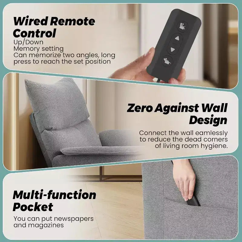 Fauteuil inclinable avec massage et chauffage, fauteuil inclinable simple réglable avec télécommande, siège de cinéma maison et fauteuil pour salon, gris