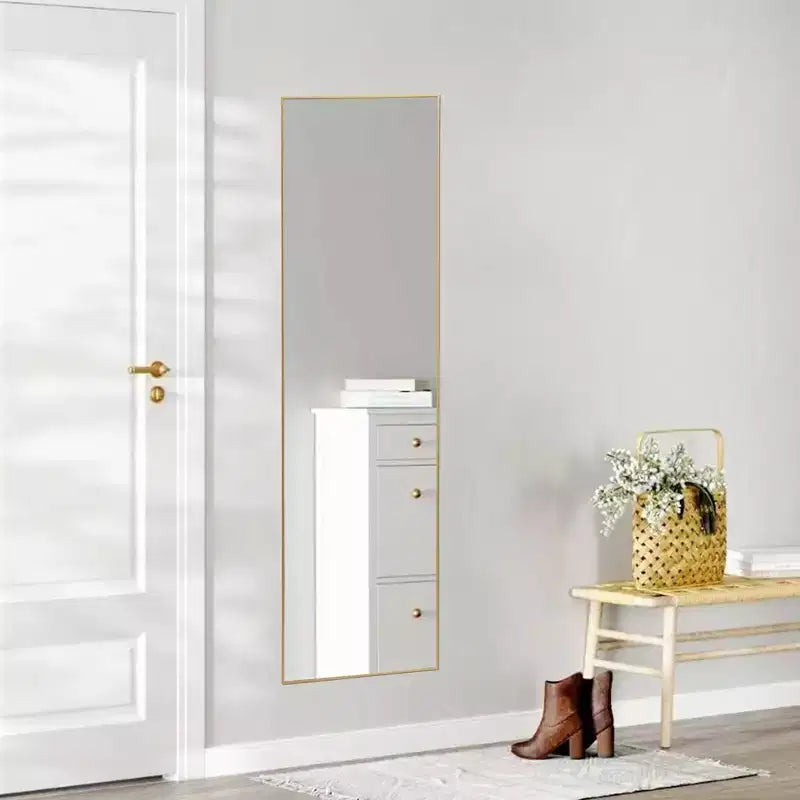 Miroir pleine longueur Miroir sur pied Miroir mural avec support Cadre fin en alliage d'aluminium