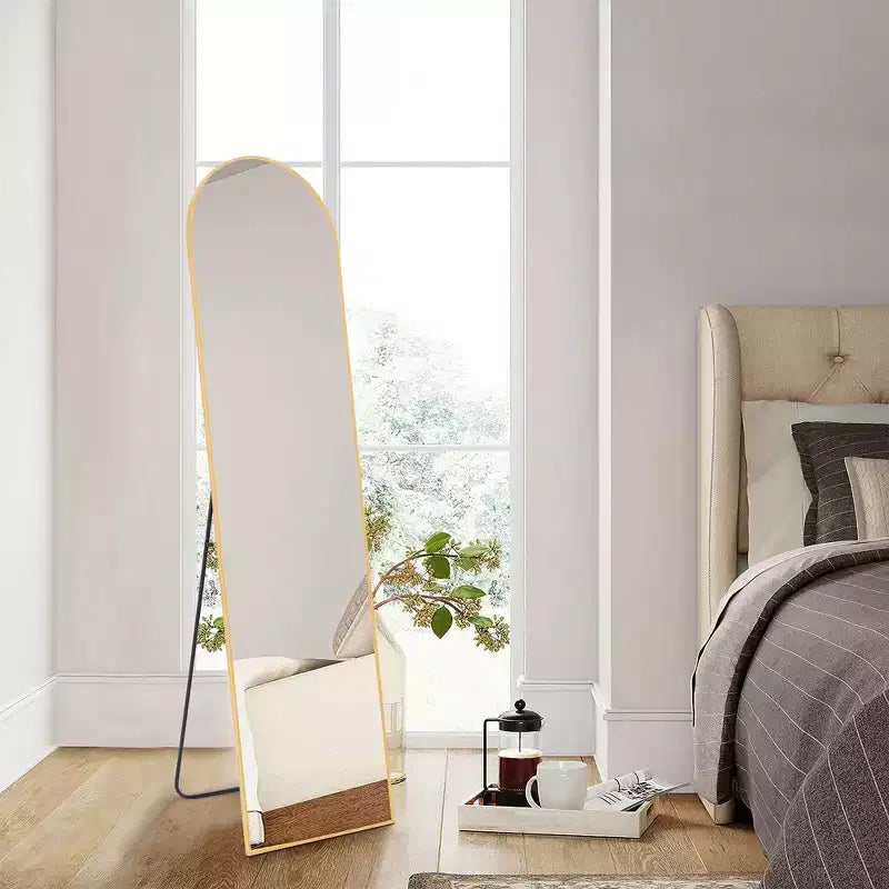 Miroir pleine longueur Miroir sur pied Miroir mural avec support Cadre fin en alliage d'aluminium