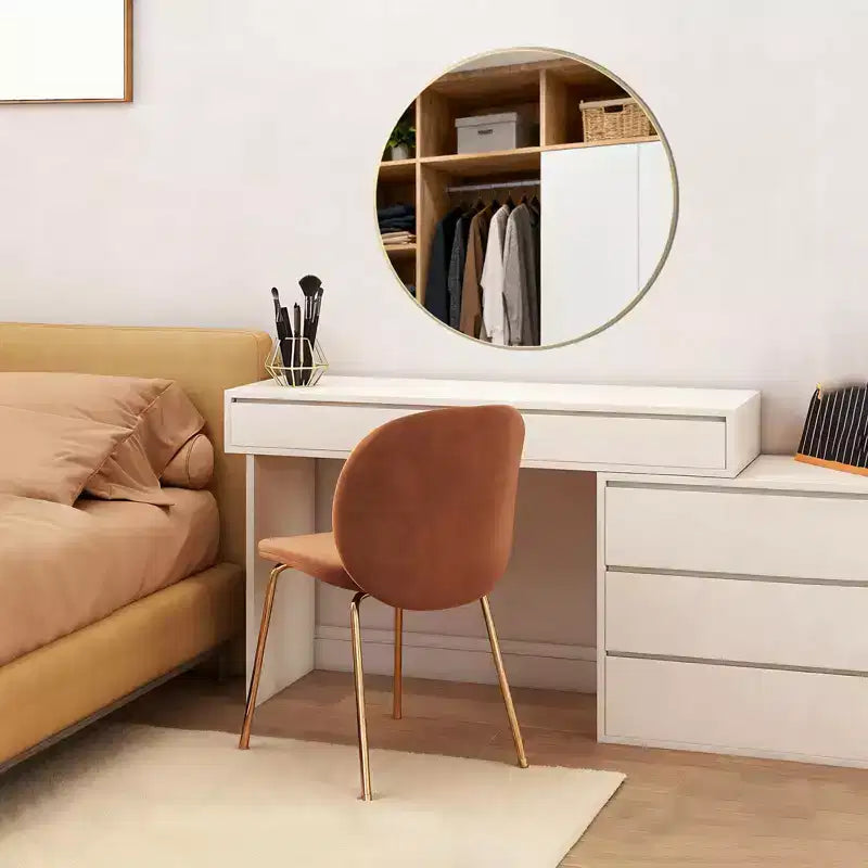 Miroir de salle de bain rond moderne en verre, Miroir de courtoisie, Miroir mural encadré en alliage d'aluminium pour salle de bain, entrée