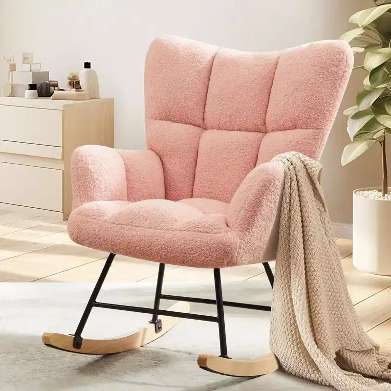 Fauteuil à bascule Teddy Glider avec haut dossier, fauteuil d'appoint rembourré, fauteuil de lecture moderne pour salon, chambre à coucher
