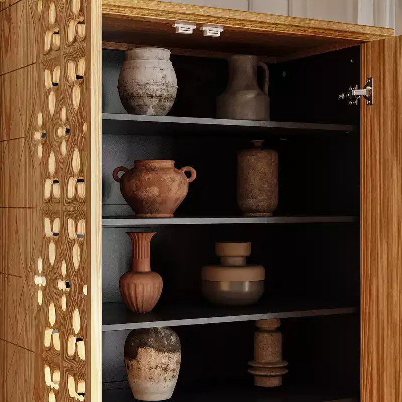 Vitrine Sculptée avec Étagères à Livres au Design Complexe Vitrine à Bibels 2 Tiroirs +6 Étagères de Présentation Meuble de Décoration de Salon