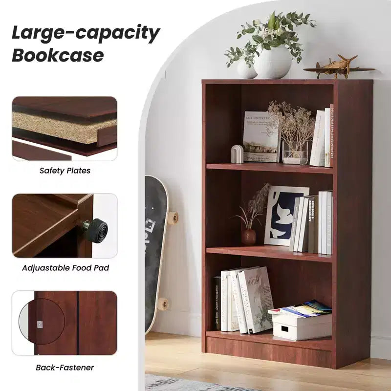 Étagère à livres en bois 3/4/5 niveaux, Bibliothèque haute avec étagères réglables, Meuble de rangement pour salon, chambre, bureau