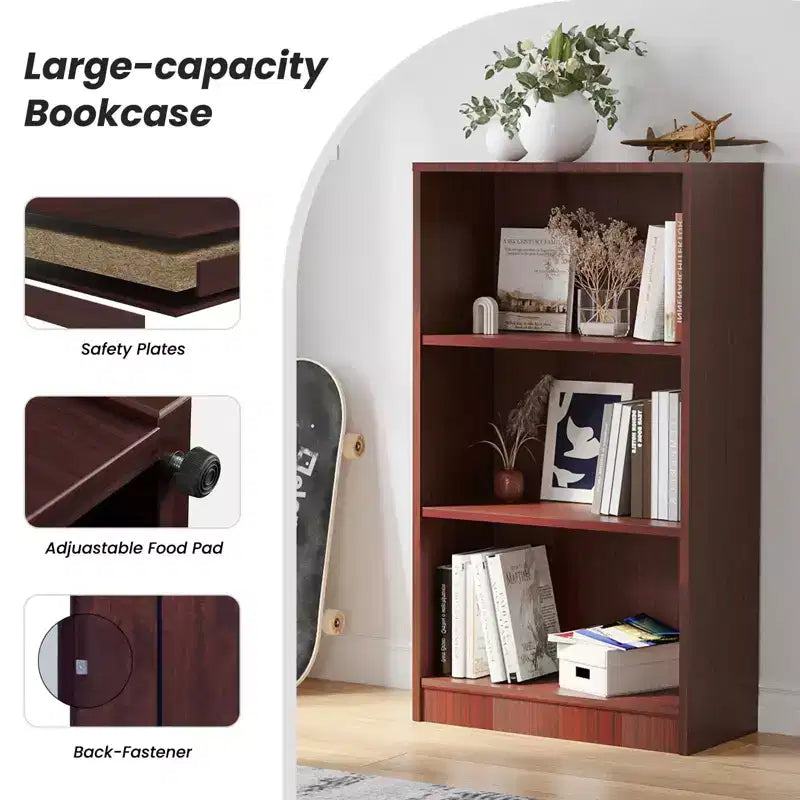 Étagère à livres en bois 3/4/5 niveaux, Bibliothèque haute avec étagères réglables, Meuble de rangement pour salon, chambre, bureau