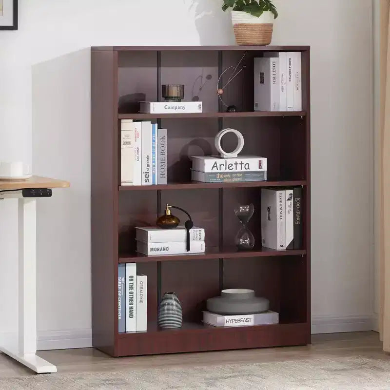 Étagère à livres en bois 3/4/5 niveaux, Bibliothèque haute avec étagères réglables, Meuble de rangement pour salon, chambre, bureau
