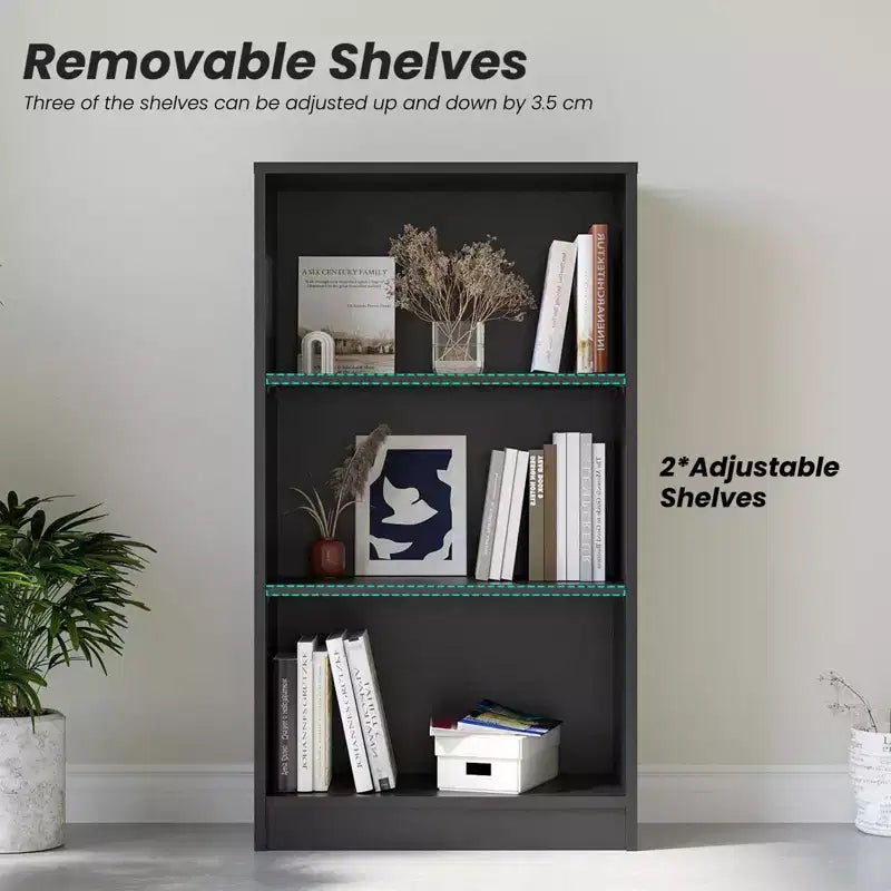 Étagère à livres en bois 3/4/5 niveaux, Bibliothèque haute avec étagères réglables, Meuble de rangement pour salon, chambre, bureau