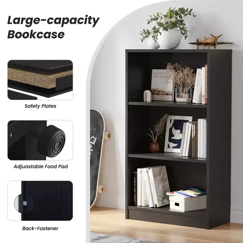 Étagère à livres en bois 3/4/5 niveaux, Bibliothèque haute avec étagères réglables, Meuble de rangement pour salon, chambre, bureau