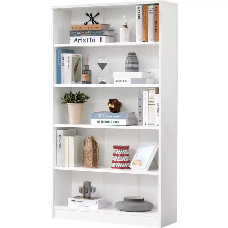 Étagère à livres en bois 3/4/5 niveaux, Bibliothèque haute avec étagères réglables, Meuble de rangement pour salon, chambre, bureau