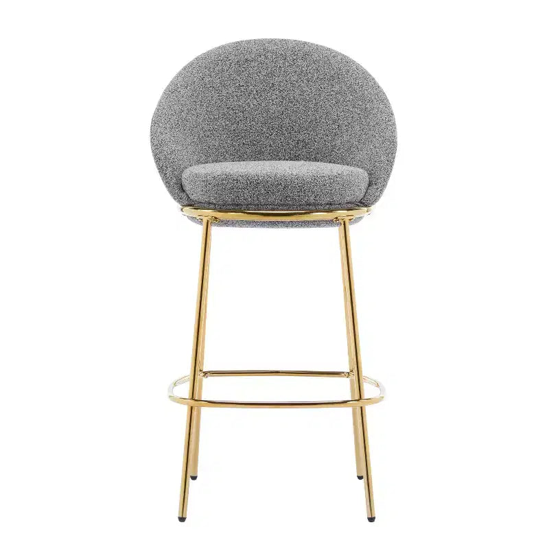 Lot de 2 tabourets de bar en métal rembourrés, cadre plaqué or avec dossier ergonomique demi-lune pour cuisine ou bar