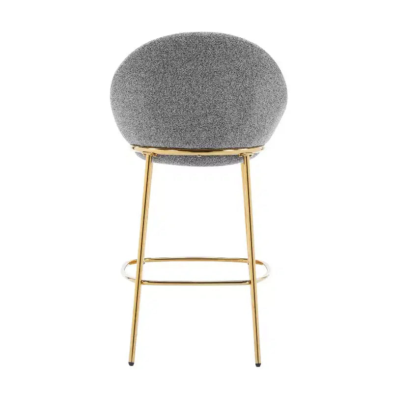 Lot de 2 tabourets de bar en métal rembourrés, cadre plaqué or avec dossier ergonomique demi-lune pour cuisine ou bar