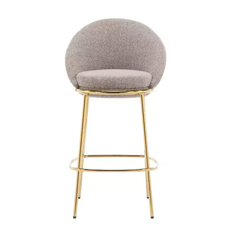 Lot de 2 tabourets de bar en métal rembourrés, cadre plaqué or avec dossier ergonomique demi-lune pour cuisine ou bar