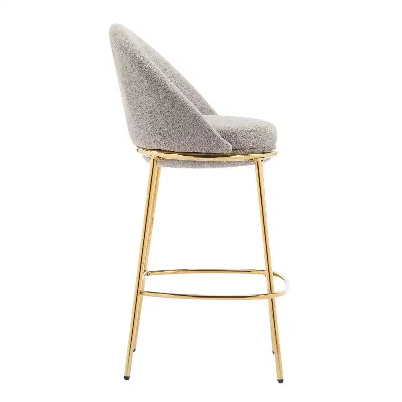 Lot de 2 tabourets de bar en métal rembourrés, cadre plaqué or avec dossier ergonomique demi-lune pour cuisine ou bar