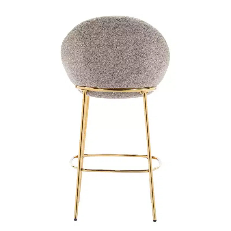 Lot de 2 tabourets de bar en métal rembourrés, cadre plaqué or avec dossier ergonomique demi-lune pour cuisine ou bar