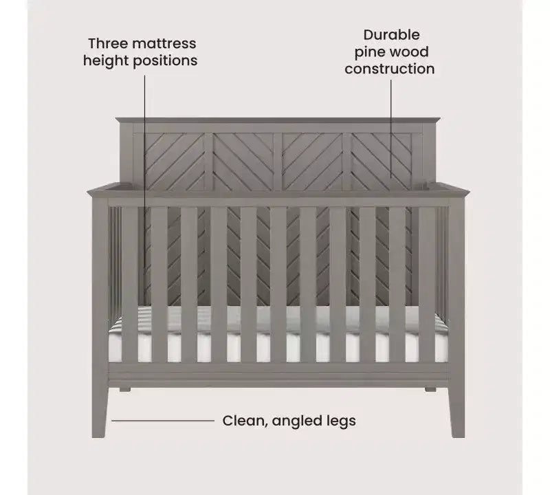 Ensemble de chambre de bébé 2 pièces, comprend un lit convertible 4-en-1 et une commode à 3 tiroirs