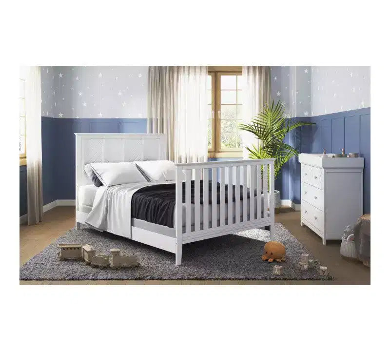 Ensemble de chambre de bébé 2 pièces, comprend un lit convertible 4-en-1 et une commode à 3 tiroirs