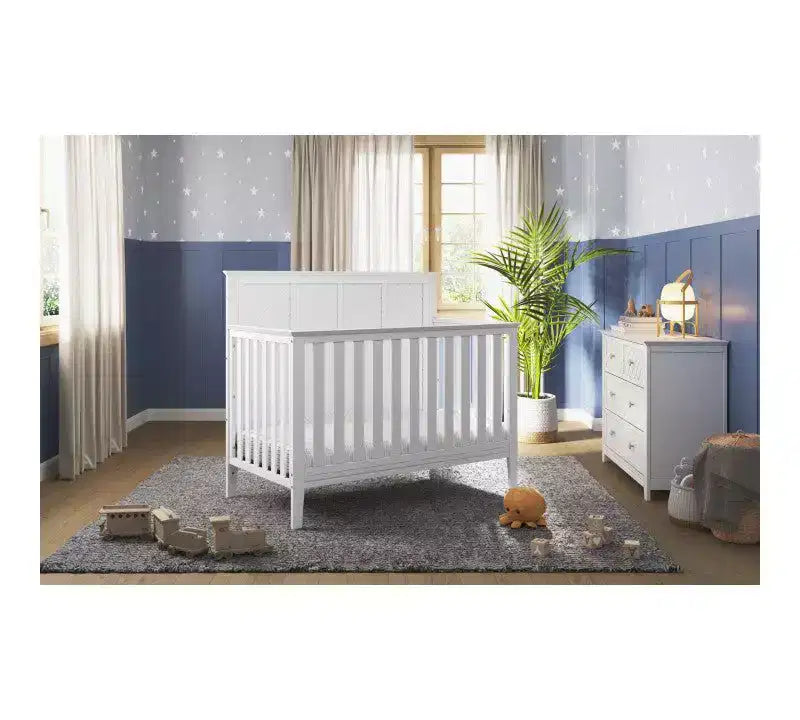 Ensemble de chambre de bébé 2 pièces, comprend un lit convertible 4-en-1 et une commode à 3 tiroirs