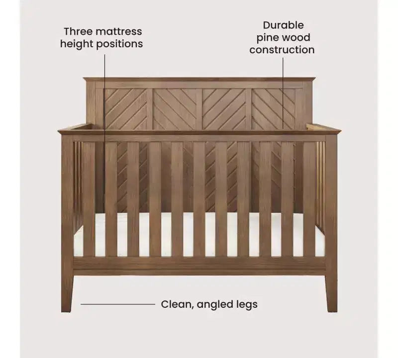 Ensemble de chambre de bébé 2 pièces, comprend un lit convertible 4-en-1 et une commode à 3 tiroirs