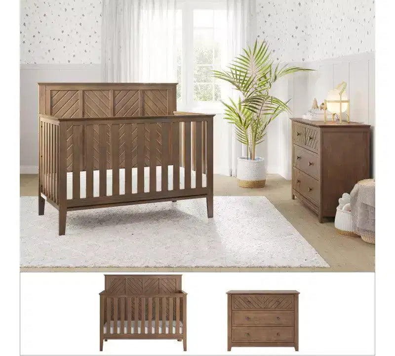 Child Craft Atwood Crib and Dresser Nursery Set, 2-Piece, Includes 4-in-1 Convertible Crib and 3-Drawer Dresser
