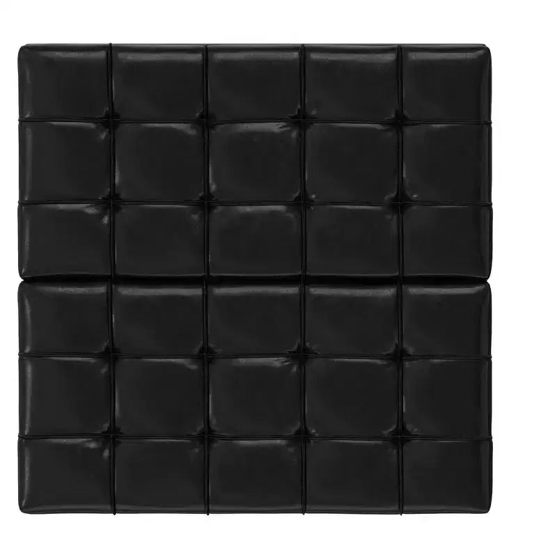 Petit pouf-coffre de rangement carré en cuir végétalien