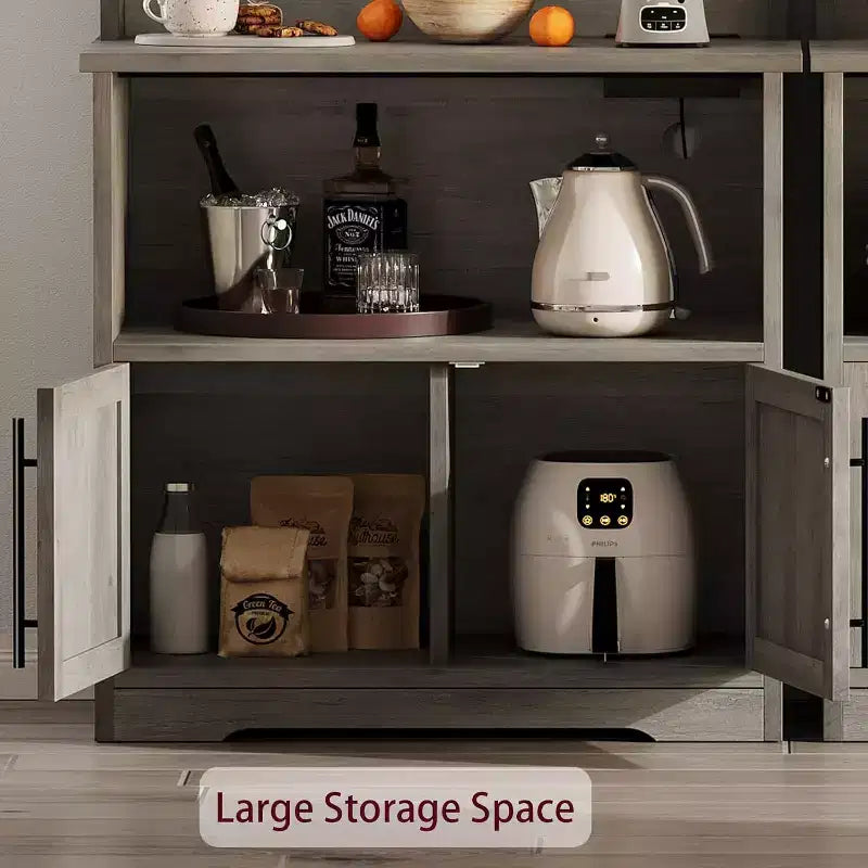 Étagère de boulanger avec armoire de rangement, support à micro-ondes, étagère de boulanger de cuisine de style ferme avec plateau épais, pour cuisine, salle à manger