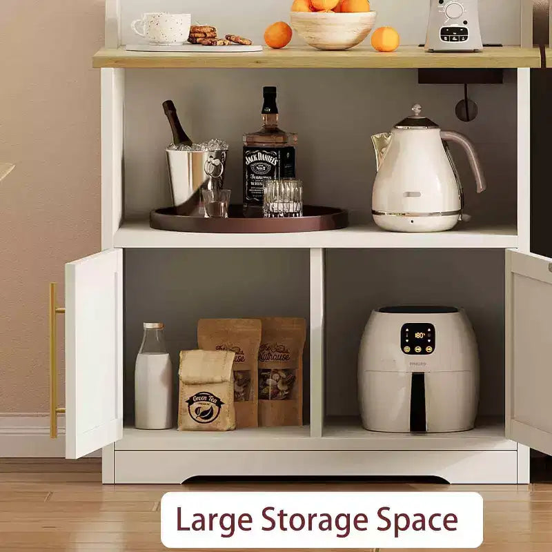 Étagère de boulanger avec armoire de rangement, support à micro-ondes, étagère de boulanger de cuisine de style ferme avec plateau épais, pour cuisine, salle à manger