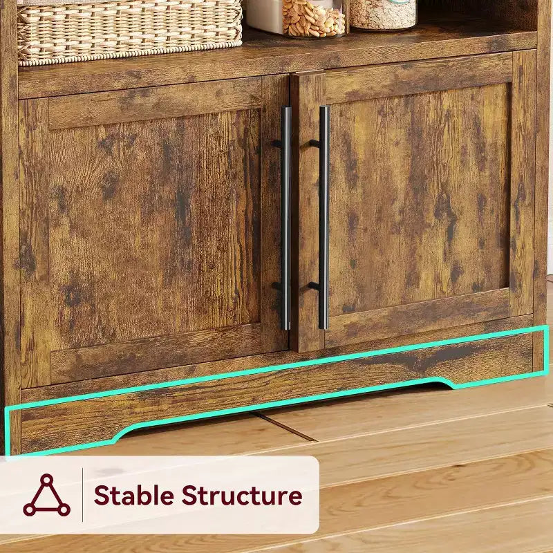 Étagère de boulanger avec armoire de rangement, support à micro-ondes, étagère de boulanger de cuisine de style ferme avec plateau épais, pour cuisine, salle à manger